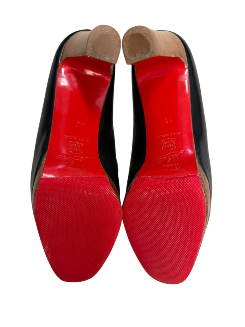 Christian Louboutin Black Leather Platform Pumps Red Sole Heels EU 40 VGUC - Picture 2 of 5